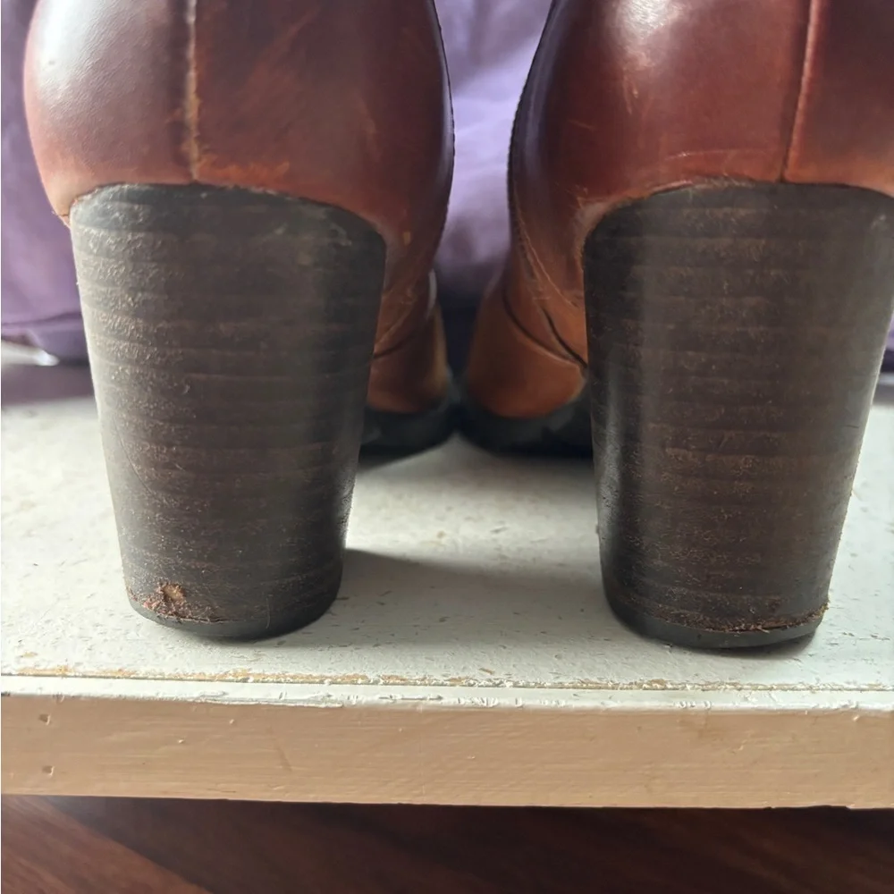 Clarks Tall Brown Leather Boots | Stacked Heel | Riding Style | Size 8 - Picture 10 of 10